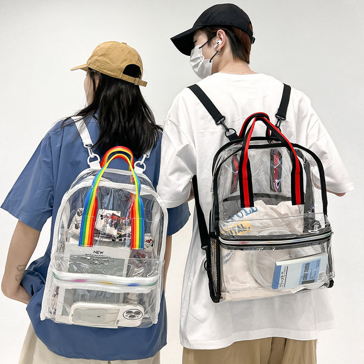 クリアバッグ ビニールバッグ レディース メンズ 男女兼用 バッグ 鞄 透明バッグ 2way リュック ハンドバッグ 運動 フィットネス ヨガ 水泳 スイミング 旅行 アウトドア 遠足 お出かけ 日常