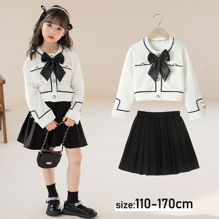 女の子 入学式 スーツ 子供 卒業式 フォーマルスーツ トップス ジャンパースカート キッズ 卒園式 セットアップ 2点セット ジャケット リボン お受験に スカート ガールズ 発表会女の子 入学式 