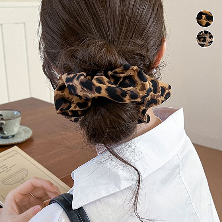 RU-5 ヒョウ柄 シュシュ ヘアアクセサリー レディース レオパード柄 ヘアゴム お洒落 可愛い アニマル柄 髪留め レトロ 大人 ブラウン ゴムバンド 韓国ファッション 女性RU-5 ヒョウ柄 シ