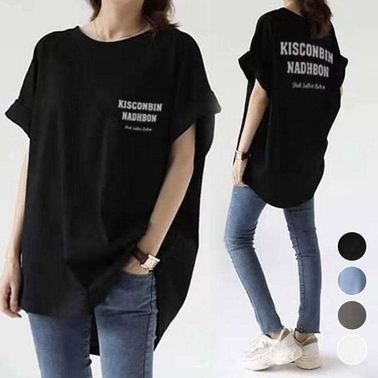 2A19 半袖 Tシャツ レディース オーバーサイズ ゆったり バックロゴ プリント トップス ロゴTシャツ 半袖Tシャツ ロンT カジュアル 韓国ファッション プリントTシャツ2A19 半袖 Tシャ